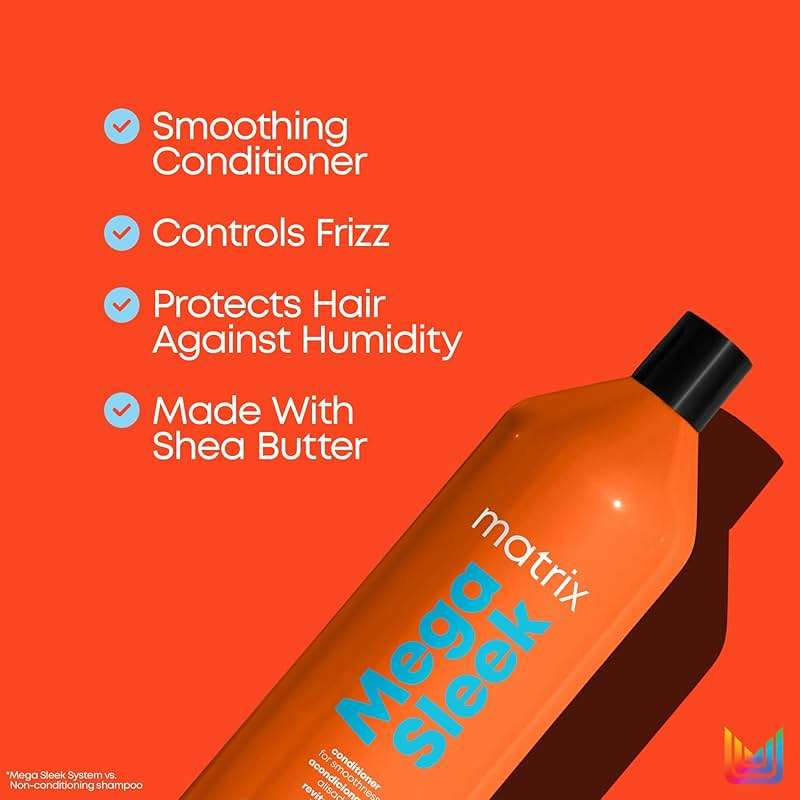 Matrix Mega Sleek Conditioner - Smoothing and Detangling, For Dry, Damaged & Frizzy Hair, Salon Professional Conditioner, With Shea Butter, Vegan - Image 3