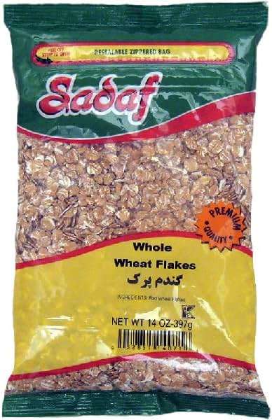 Sadaf Whole Wheat Flakes - Wheat Flakes for Cooking and Food Enhancing - Whole Wheat Grain - Kosher - 14 Oz Resealable Bag - Image 1