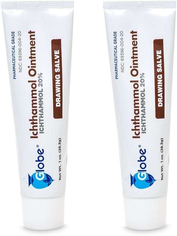 Globe Ichthammol Ointment 20% (Drawing Salve) 1 OZ - Soothing Skin Relief, Treatment of Eczema, Acne, Boils, Splinters, Bee Stings - Maximum Strength (2-Pack) - Image 1