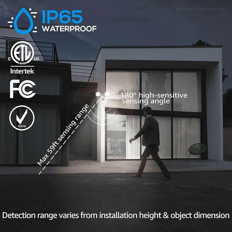 LEONLITE COB LED Security Light, Motion Sensor Outdoor Lights, Dusk to Dawn, 100-277V, ETL Listed, Adjustable Heads, Motion Detector Flood Light, Aluminum, IP65 Waterproof, 5000K Daylight, White - Image 4