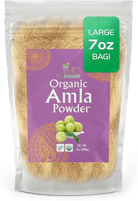 Jiva Organics Organic Pure Amla Berry Powder, 7 Ounce - Food Grade & Non-GMO - for Cooking & Beauty Care - Image 1