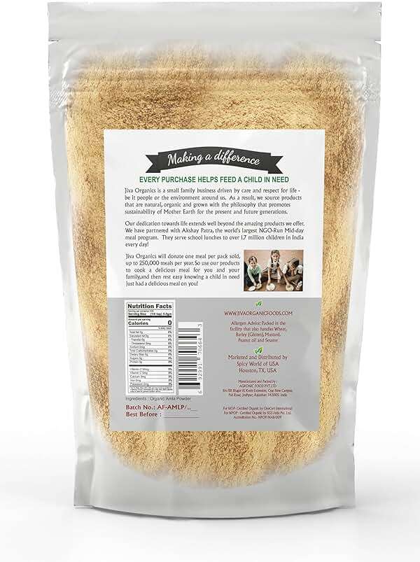 Jiva Organics Organic Pure Amla Berry Powder, 7 Ounce - Food Grade & Non-GMO - for Cooking & Beauty Care - Image 9