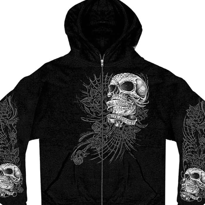 Hot Leathers Men's Sweet Demise Zip Up Hooded Sweat Shirt - Image 1
