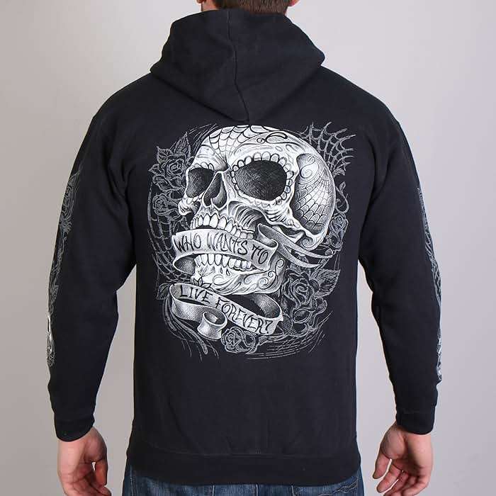 Hot Leathers Men's Sweet Demise Zip Up Hooded Sweat Shirt - Image 2
