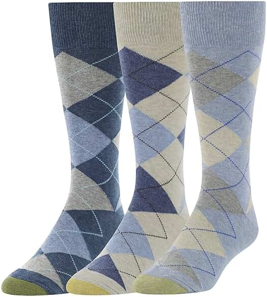 GOLDTOE mens Carlyle Argyle Crew Dress Socks, 3-pairs - Product Image