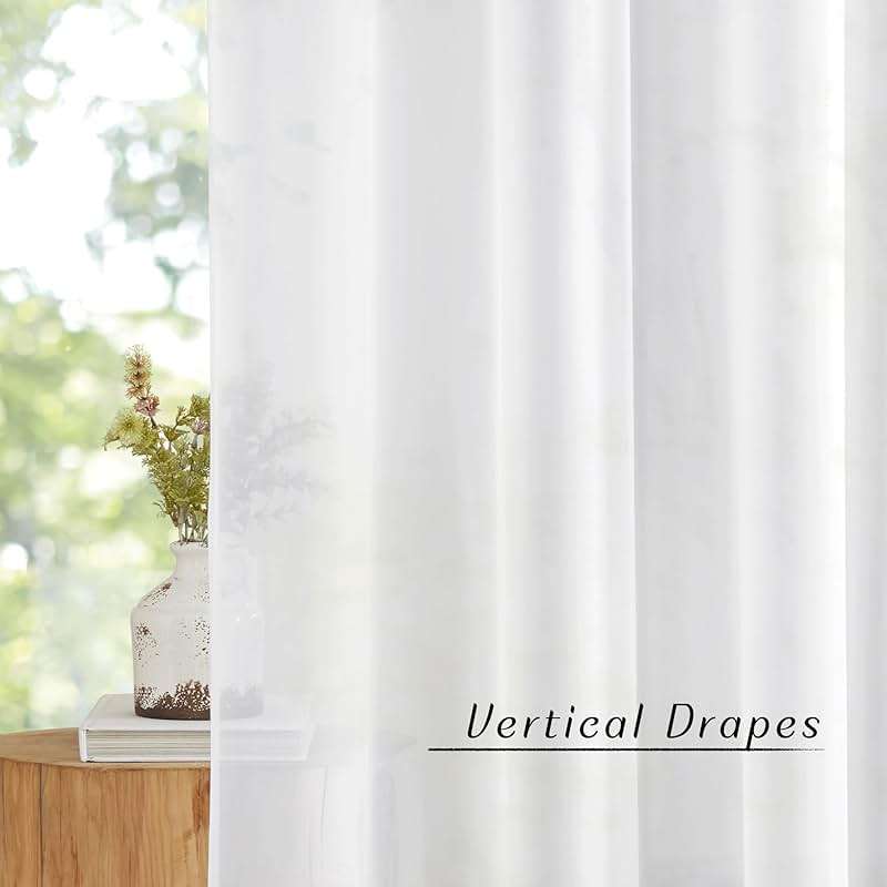 NICETOWN White Sheer Curtains & Drapes 96 inches Long for Living Room - Grommet Top Solid Lightweight & Airy Gauzy Window Treatments with Light Filtering for Bedroom, 2 Panels, W54 x L96 - Image 4