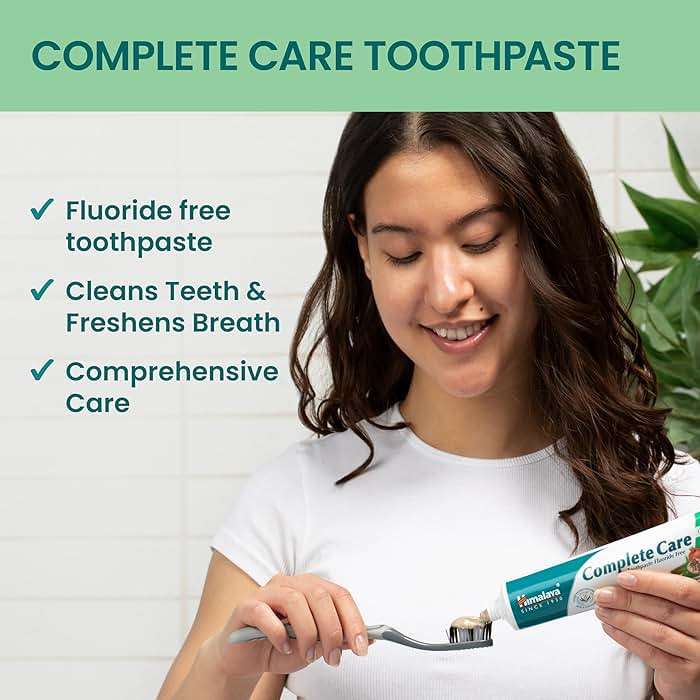 Himalaya Complete Care Toothpaste, Fights Plaque, Freshens Breath, Fluoride Free, Plant-Based, with Neem, Pomegranate, No Artificial Flavors, Cruelty Free, 6.17 Oz, 1 Pack - Image 3