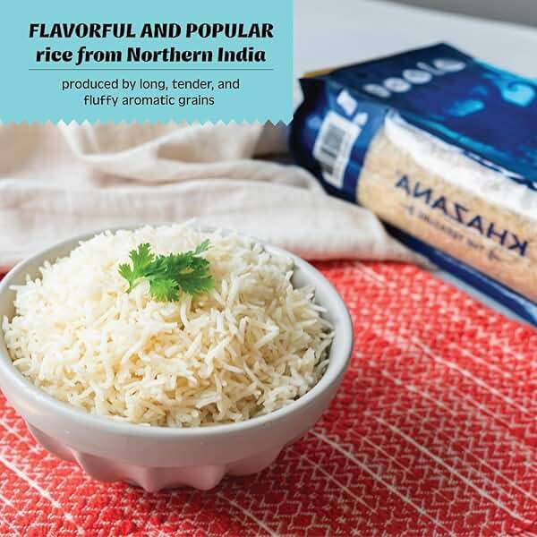 Authentic Premium Basmati Rice by Khazana in 10 lb Bag - Aromatic and Flavorful Indian Grain - Non-GMO, Gluten Free, Kosher, Cholesterol Free - Image 3
