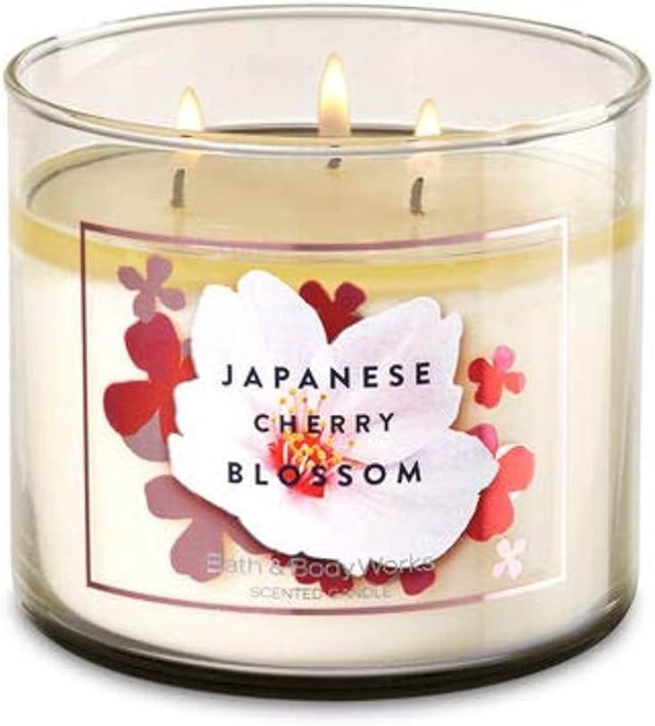 Bath & Body Works Japanese Cherry Blossom 3-Wick Candle - Scented Candle for At-Home Use - Long-Lasting, Room-Filling Fragrance - High Fragrance Oil Concentration - Soy Wax Blend - Product Image
