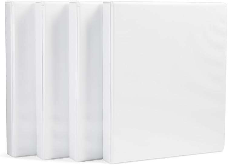 Amazon Basics 3-Ring Binder, 1-Inch - White, 4-Pack - Image 1