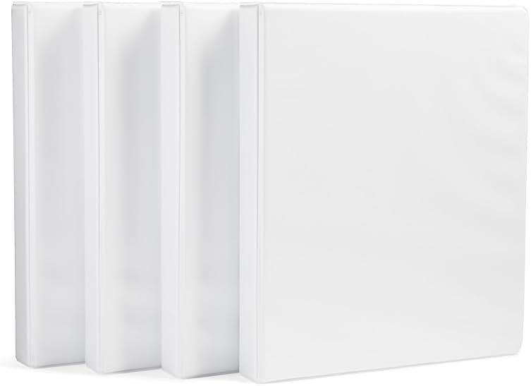 Amazon Basics 3-Ring Binder, 1-Inch - White, 4-Pack - Product Image