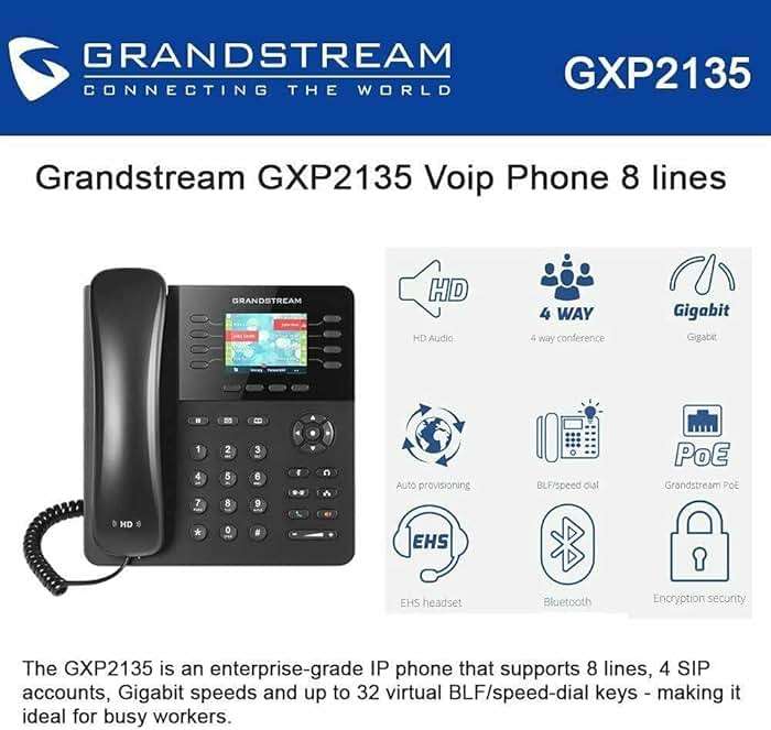 Grandstream GXP2135 IP Phone | 8 Lines, 4 SIP Accounts | 2.8-Inch Color Display | Dual-Port Gigabit Ethernet with Integrated PoE - Image 2
