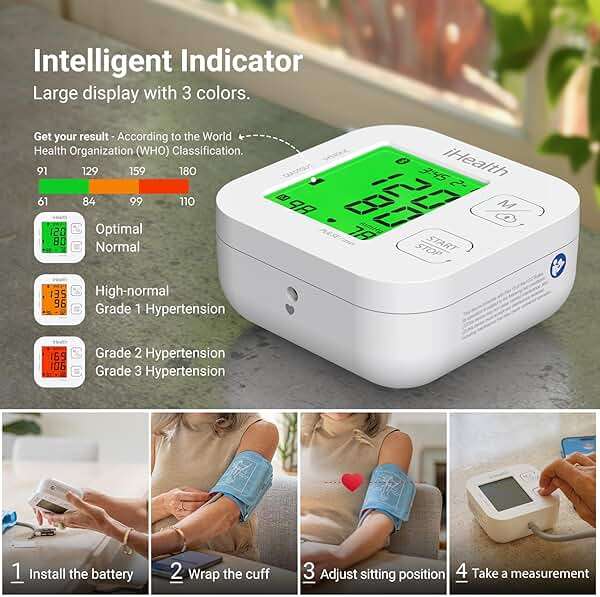 iHealth Track Smart Upper Arm Blood Pressure Monitor with Wide Range Cuff that fits Standard to Large Adult Arms, Bluetooth Compatible for iOS & Android Devices - Image 3