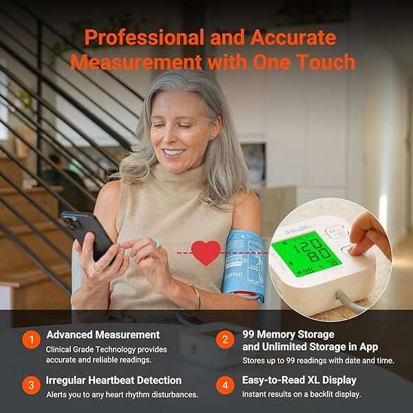 iHealth Track Smart Upper Arm Blood Pressure Monitor with Wide Range Cuff that fits Standard to Large Adult Arms, Bluetooth Compatible for iOS & Android Devices - Image 9