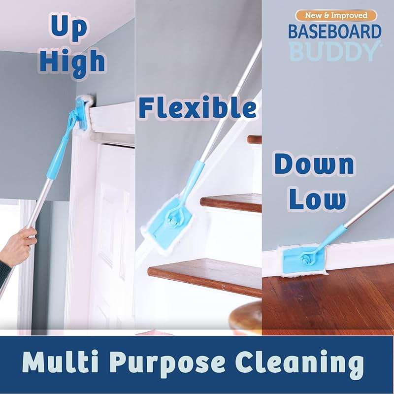 Baseboard Buddy | Home & Apartment Cleaning Tool with 360 Degree Swivel Head for Baseboards, Moldings, Floors & More, Clean Dust, Dirt & Pet Hair | As Seen on TV (1 Baseboard Buddy & 3 Reusable Pads) - Image 4