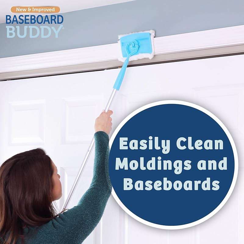 Baseboard Buddy | Home & Apartment Cleaning Tool with 360 Degree Swivel Head for Baseboards, Moldings, Floors & More, Clean Dust, Dirt & Pet Hair | As Seen on TV (1 Baseboard Buddy & 3 Reusable Pads) - Image 5