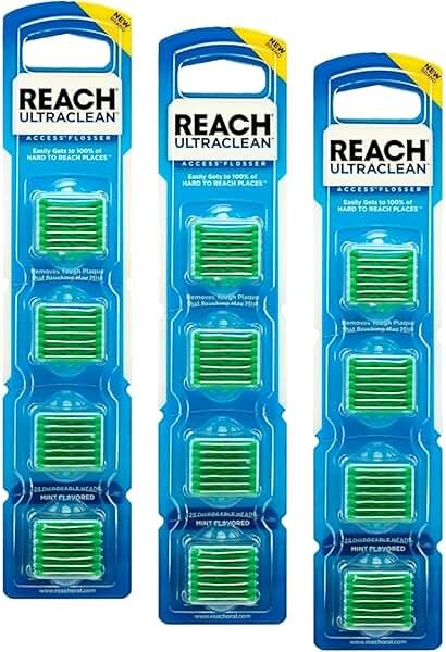 Listerine Ultraclean Access Flossers Disposable Heads Fresh Mint Crystals 28 Each (Pack of 3) - Product Image