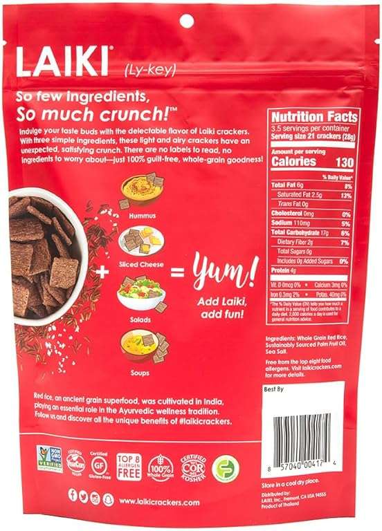 Rice Crackers - Gluten Free Snacks - Deliciously Light and Airy Crunch - Allergen-Friendly, Vegan, Non-GMO, FODMAP Friendly, Seed-Oil Free, Red Rice Sea Salt flavor - 3.53 Ounce Bag (Pack of 8) - Image 2
