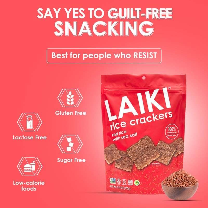 Rice Crackers - Gluten Free Snacks - Deliciously Light and Airy Crunch - Allergen-Friendly, Vegan, Non-GMO, FODMAP Friendly, Seed-Oil Free, Red Rice Sea Salt flavor - 3.53 Ounce Bag (Pack of 8) - Image 7