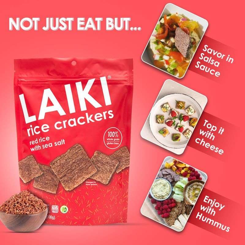 Rice Crackers - Gluten Free Snacks - Deliciously Light and Airy Crunch - Allergen-Friendly, Vegan, Non-GMO, FODMAP Friendly, Seed-Oil Free, Red Rice Sea Salt flavor - 3.53 Ounce Bag (Pack of 8) - Image 8