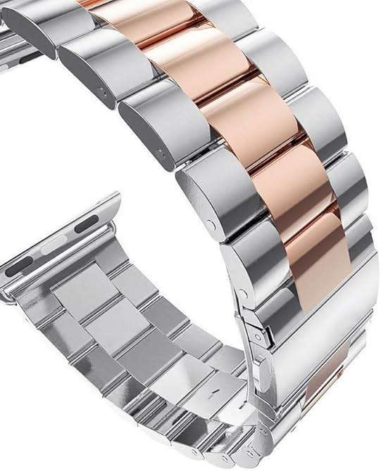 HUANLONG Solid Stainless Steel Band Compatible with Apple Watch 49mm 46mm 45mm 44mm 42mm 41mm 40mm 38mm, Metal Strap for iWatch Series Ultra/Ultra2/10/9/8/7/6/5/4/3/2/1 SE Women and Men(Silver/Rosegold 38mm/40mm/41mm) - Image 3