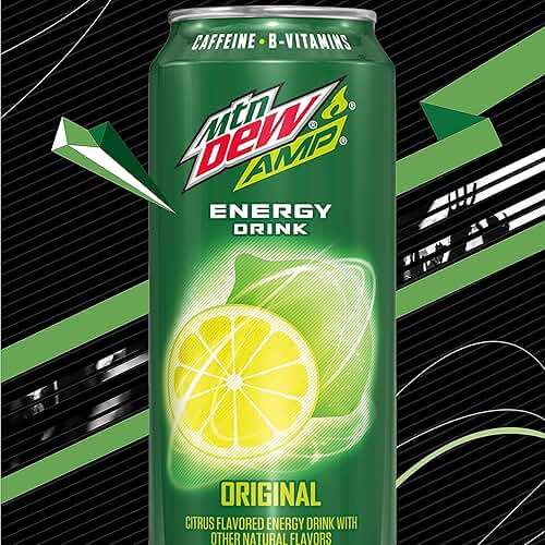 Mtn Dew AMP Energy, Original, Energy Drink with Caffeine, B Vitamins, 16 fl oz cans (12 Pack), Packaging May Vary - Image 6