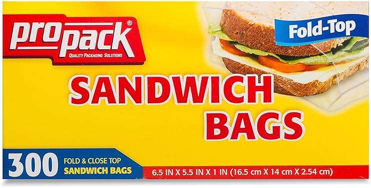 ProPack Fold-Top Sandwich Bags, 1200 Count - Disposable Plastic Sandwich Bags, Fold & Close Lunch Baggies for School, Snacks, Produce & Food Storage - Image 2