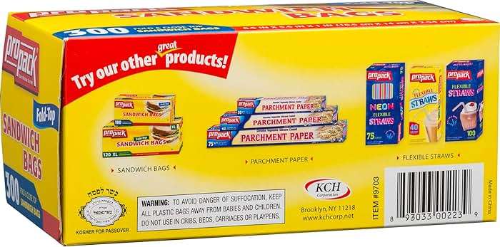 ProPack Fold-Top Sandwich Bags, 1200 Count - Disposable Plastic Sandwich Bags, Fold & Close Lunch Baggies for School, Snacks, Produce & Food Storage - Image 3