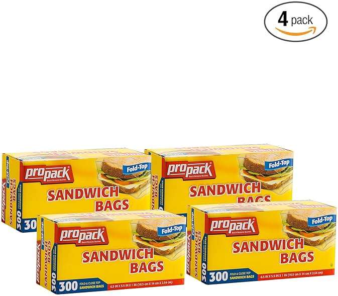 ProPack Fold-Top Sandwich Bags, 1200 Count - Disposable Plastic Sandwich Bags, Fold & Close Lunch Baggies for School, Snacks, Produce & Food Storage - Image 5