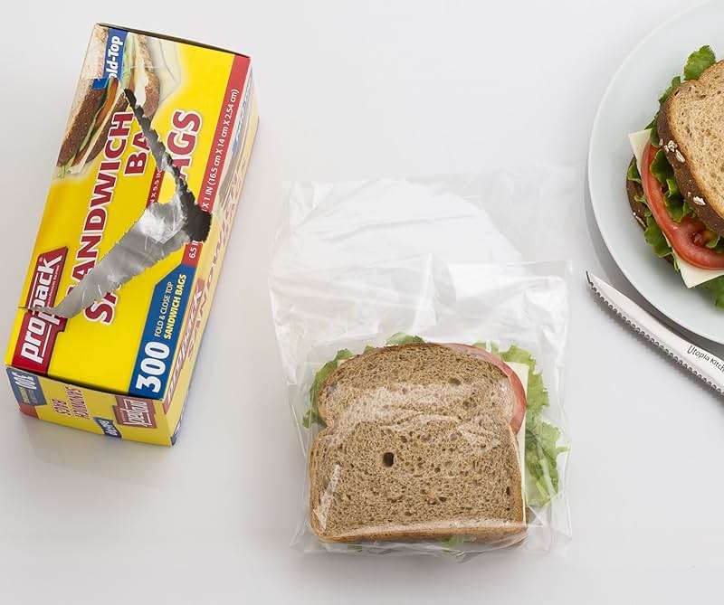 ProPack Fold-Top Sandwich Bags, 1200 Count - Disposable Plastic Sandwich Bags, Fold & Close Lunch Baggies for School, Snacks, Produce & Food Storage - Image 7