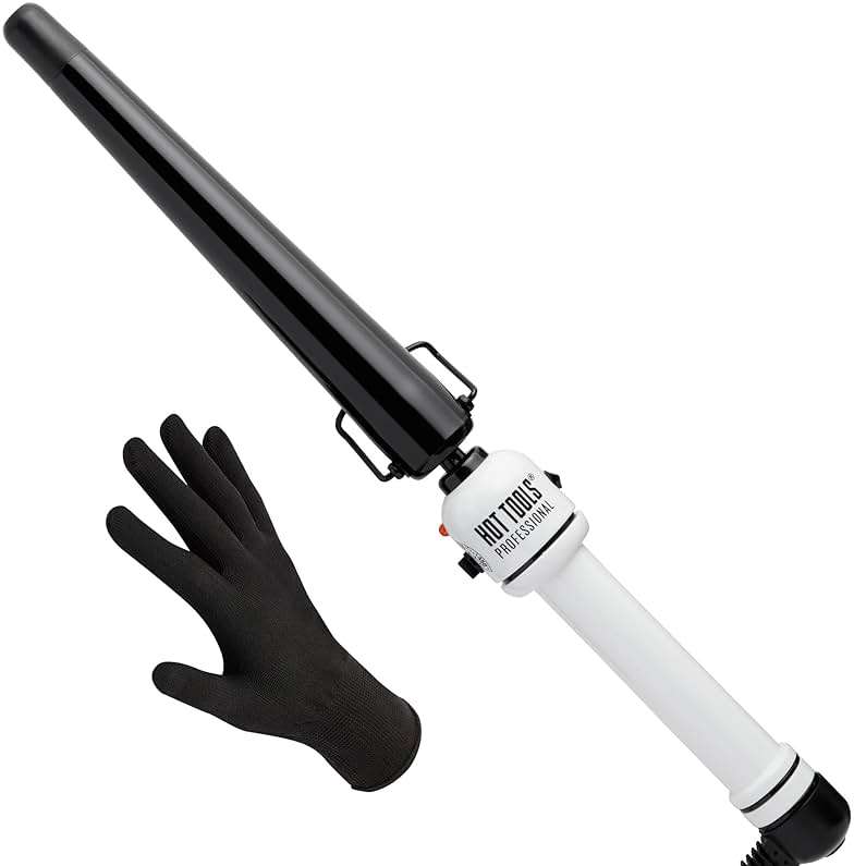 HOT TOOLS Professional Nano Ceramic Extra Long Tapered Curling Iron for Shiny Curls, 3/4 to 1 1/4 Inches - Image 1