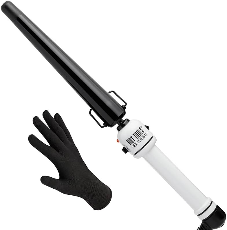 HOT TOOLS Professional Nano Ceramic Extra Long Tapered Curling Iron for Shiny Curls, 3/4 to 1 1/4 Inches - Product Image