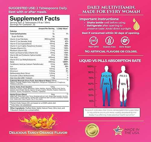 Premium Liquid Multivitamin for Women | Sugar Free Women’s Multivitamin | 100+ Vitamins, Minerals & Herbs Promote Anti-Aging, Heart, Brain & Bone Health |98% Absorption Rate | Non-GMO | 32 Serv - Image 2