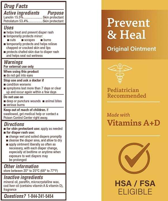 A+D Original Diaper Rash Ointment Prevents & Treats Diaper Rash, Moisturizing Skin Protectant with Vitamins A & D, Healing Skin Ointment for Dry and Cracked Skin 4oz - Image 2