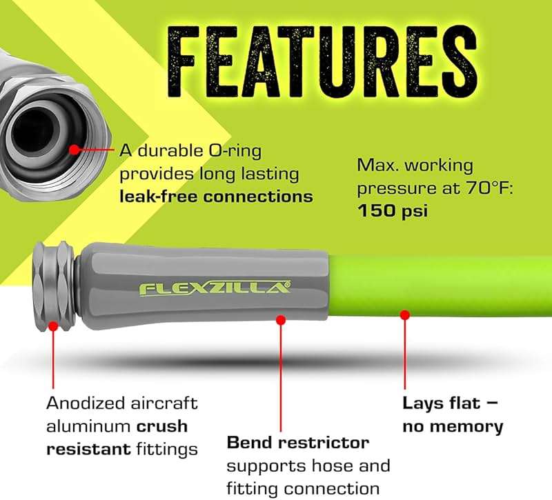 Flexzilla Garden Lead-in Hose 5/8 in. x 3 ft., Lightweight All-Weather Water Hose, Durable and Flexible, Leak-Free Connections - Image 5