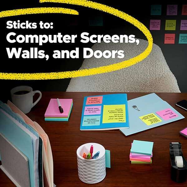 Post-it Super Sticky Notes, 6 Lined Sticky Note Pads, 4 x 4 in., School Supplies, Office Products, 2X the Sticking Power, Supernova Neons Collection - Image 8