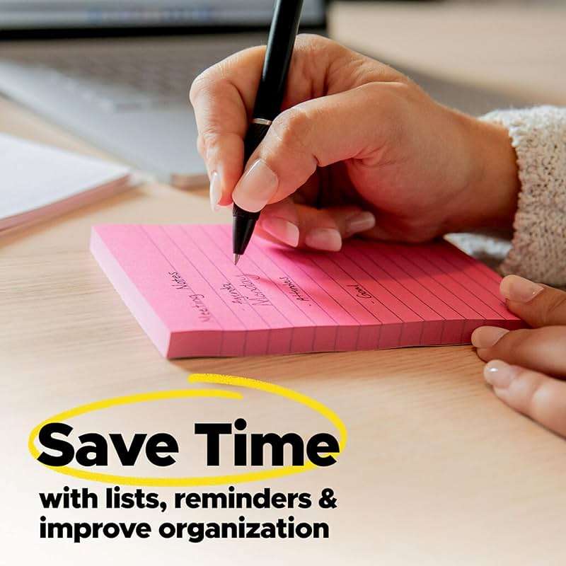 Post-it Super Sticky Notes, 6 Lined Sticky Note Pads, 4 x 4 in., School Supplies, Office Products, 2X the Sticking Power, Supernova Neons Collection - Image 9