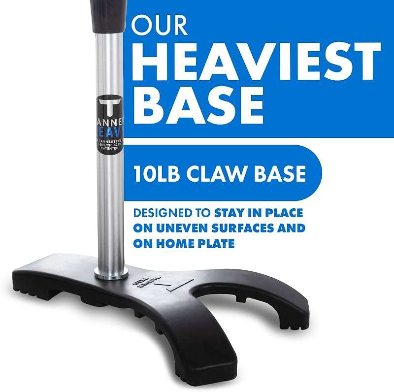 Tanner Heavy Batting Tee | Ultra Durable Hitting Tee with Weighted “Claw” Base for Ultimate Stability on Uneven Surfaces | Adjusts from 26-43"| Baseball Softball Slow Pitch - Image 2