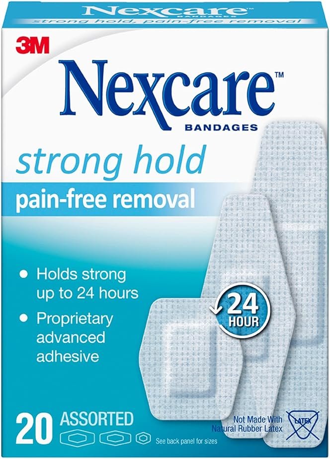 Nexcare Strong Hold Pain Free Removal Bandages, Assorted, 20 count - Product Image