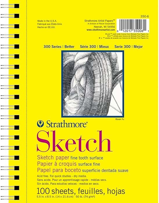 Strathmore 300 Series Sketch Pad, 5.5x8.5 inch, 100 Sheets, Side Wire - Artist Sketchbook for Drawing, Illustration, Art Class Students - Product Image
