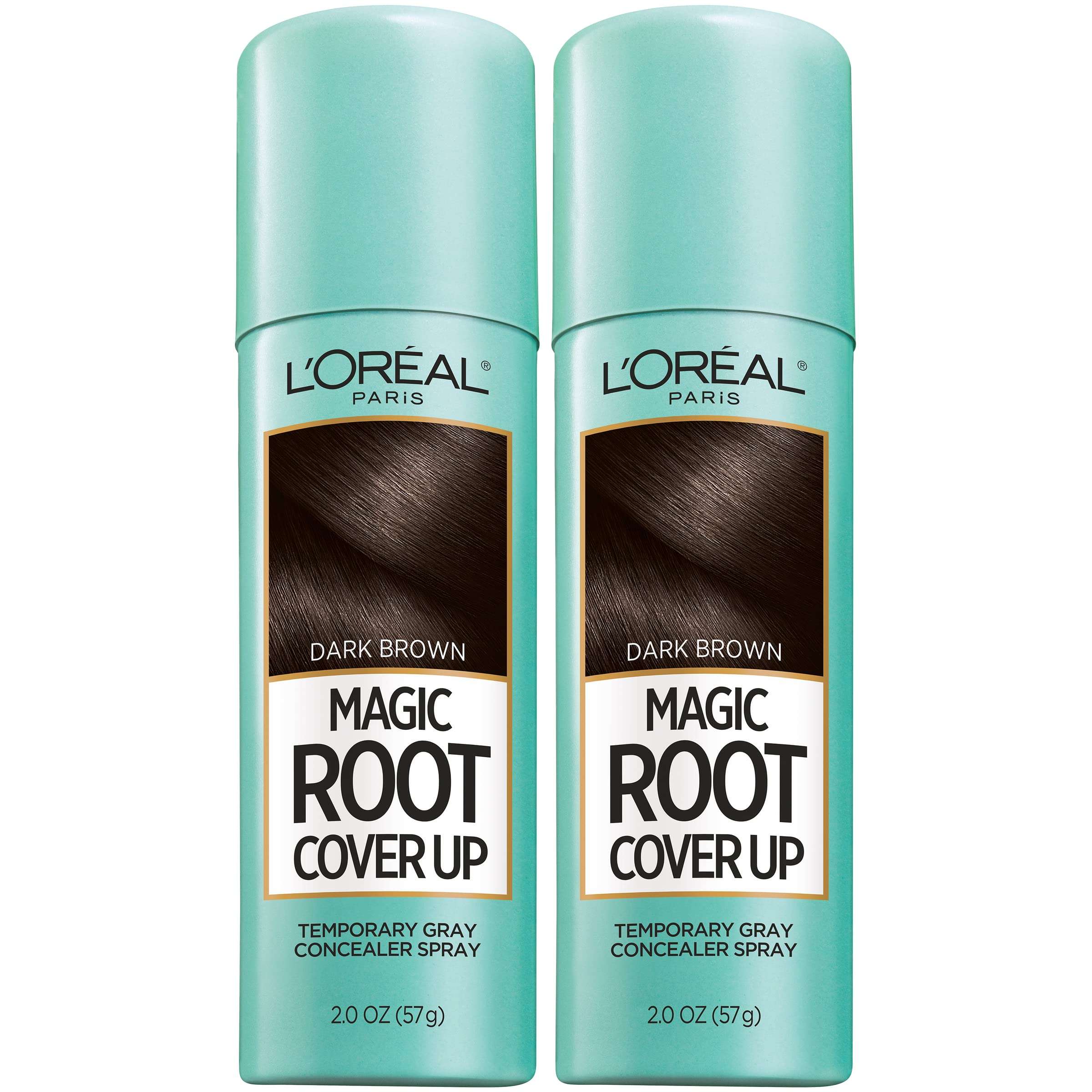 L'Oreal Paris Magic Root Cover Up Gray Hair Spray, 100% Gray Hair Coverage with Buildable, Lightweight, Transfer-Resistant, and Temporary Formula, Ammonia-Free, Dark Brown, 2 oz (2 Count) - Image 1