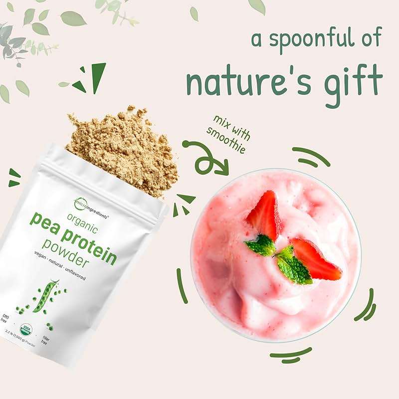 North America Grown, Organic Pea Protein Powder, 1KG (2.2 Pounds) | Plant-Based Vegan Protein, Meatless Protein Supplement, Natural Branched Chain Amino Acids | Non-GMO, Soy Free - Image 7
