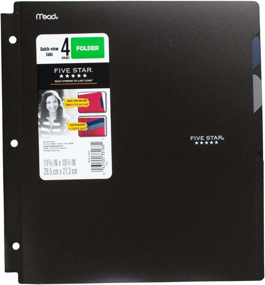 Five Star 4-Pocket Folder, Quick-View, Plastic, Folders with Pockets, Color Selected for You, 1 Count (33168) - Image 13