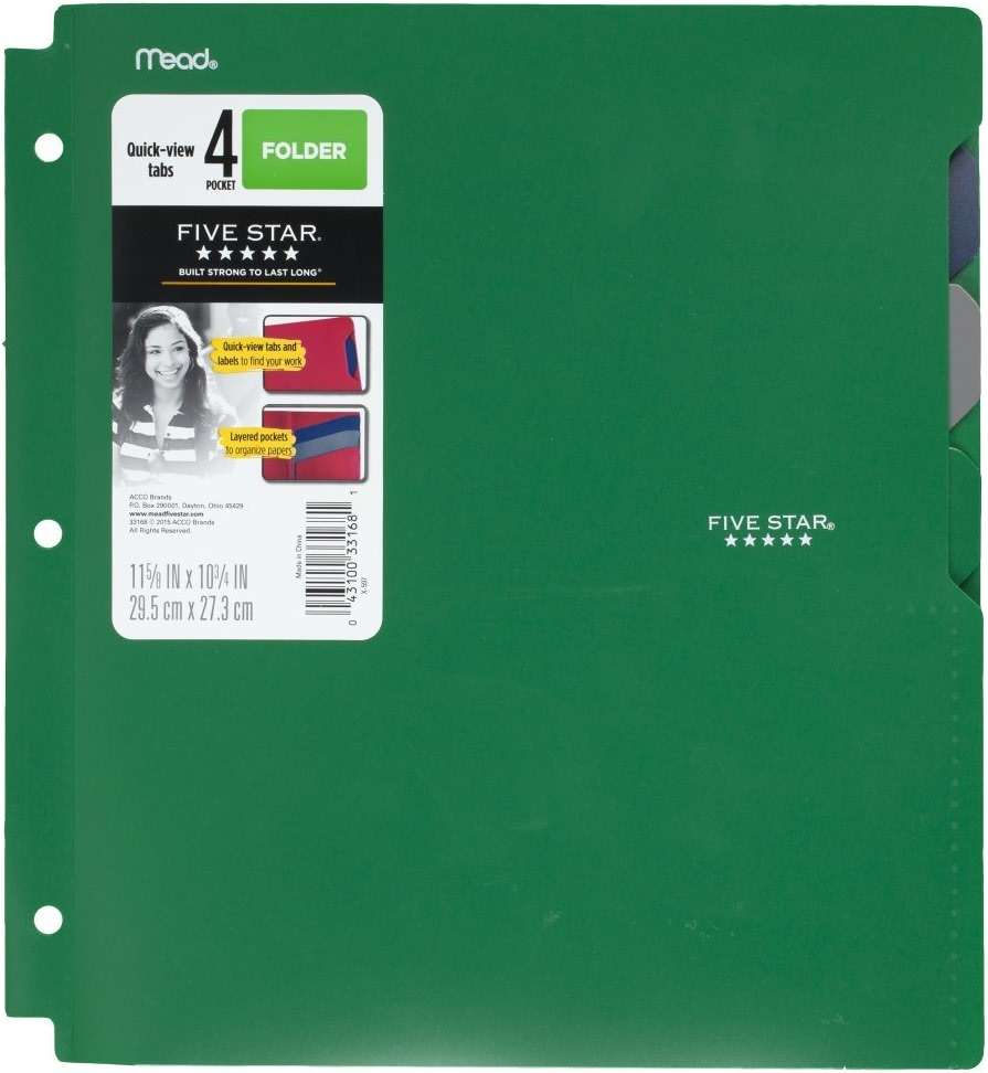 Five Star 4-Pocket Folder, Quick-View, Plastic, Folders with Pockets, Color Selected for You, 1 Count (33168) - Image 15