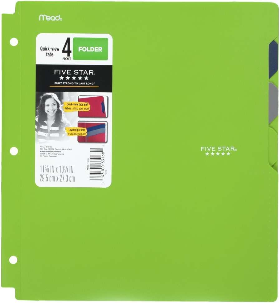 Five Star 4-Pocket Folder, Quick-View, Plastic, Folders with Pockets, Color Selected for You, 1 Count (33168) - Image 16