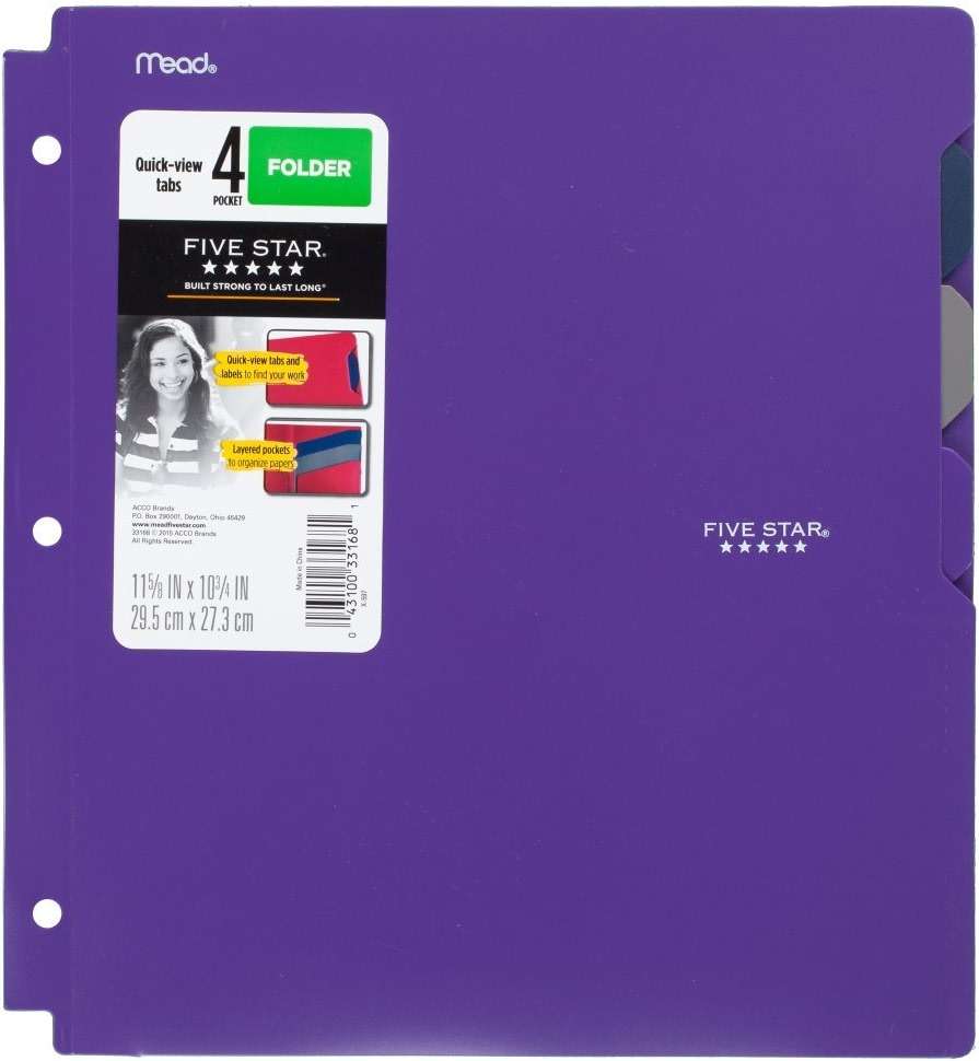 Five Star 4-Pocket Folder, Quick-View, Plastic, Folders with Pockets, Color Selected for You, 1 Count (33168) - Image 17
