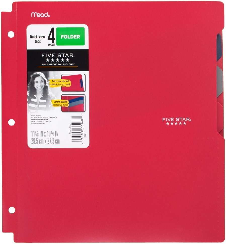 Five Star 4-Pocket Folder, Quick-View, Plastic, Folders with Pockets, Color Selected for You, 1 Count (33168) - Image 18