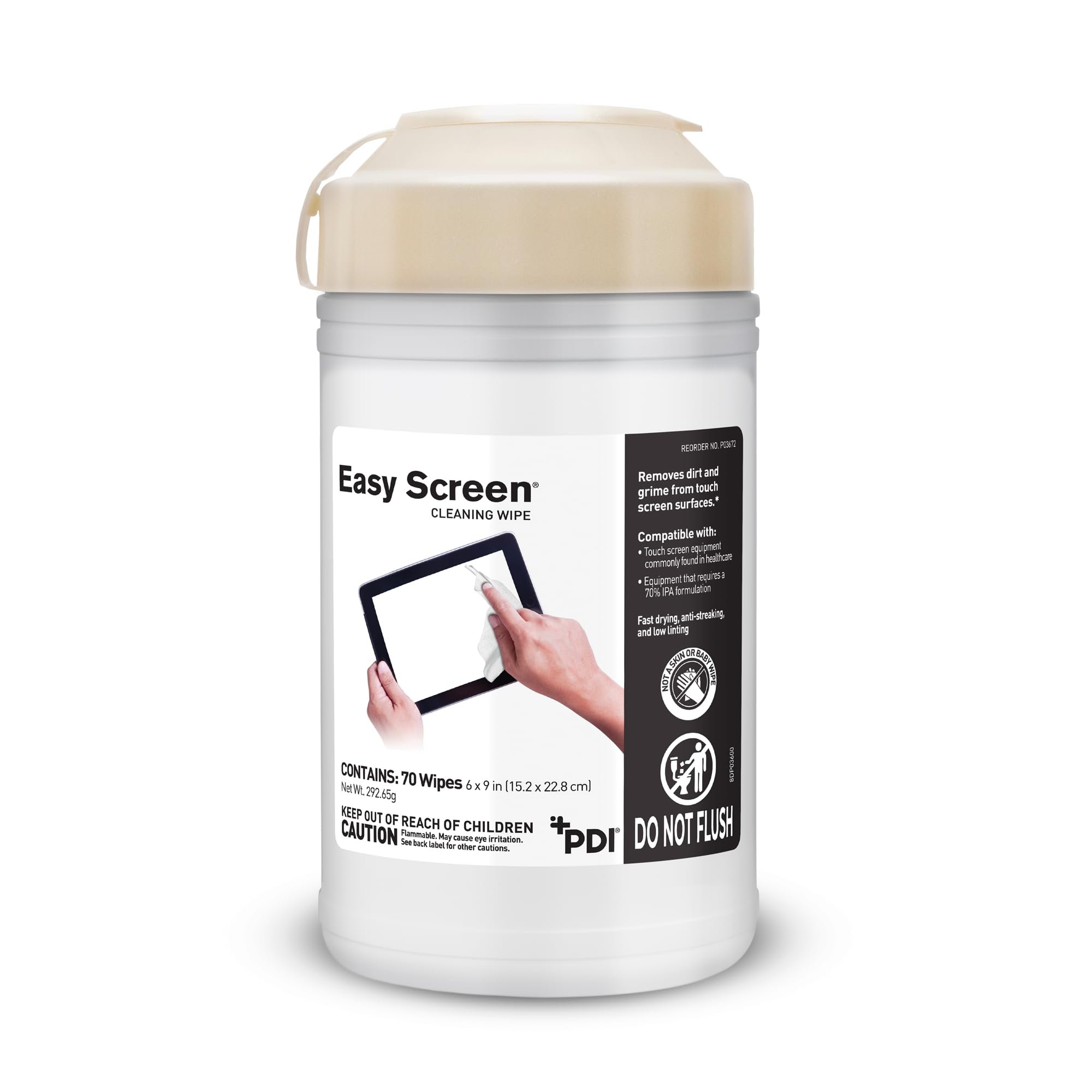Easy Screen Cleaning Wipes, Electronic Screen Cleaning, Laptops, Monitors, Phone, Tablet, TV Screen Cleaning Wipe, 70 Wipes per Canister, Large 9"x 6" Durable Wipe - Product Image