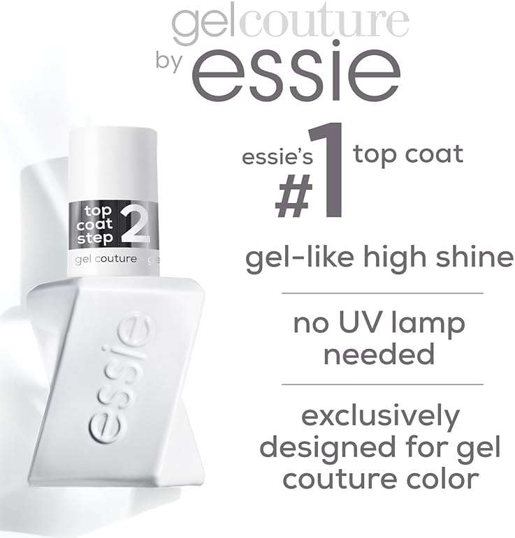 Essie Gel Couture Long-Lasting Nail Polish, Vegan, Clear, Shiny Top Coat, 0.46 fl oz - Image 4