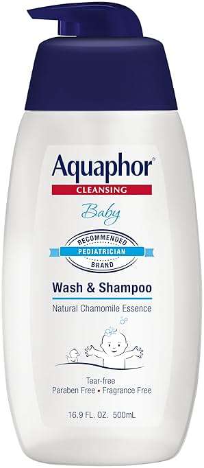 Aquaphor Baby Wash and Shampoo - Mild, Tear-free 2-in-1 Solution for Baby’s Sensitive Skin - 16.9 fl. oz. Pump - Image 1
